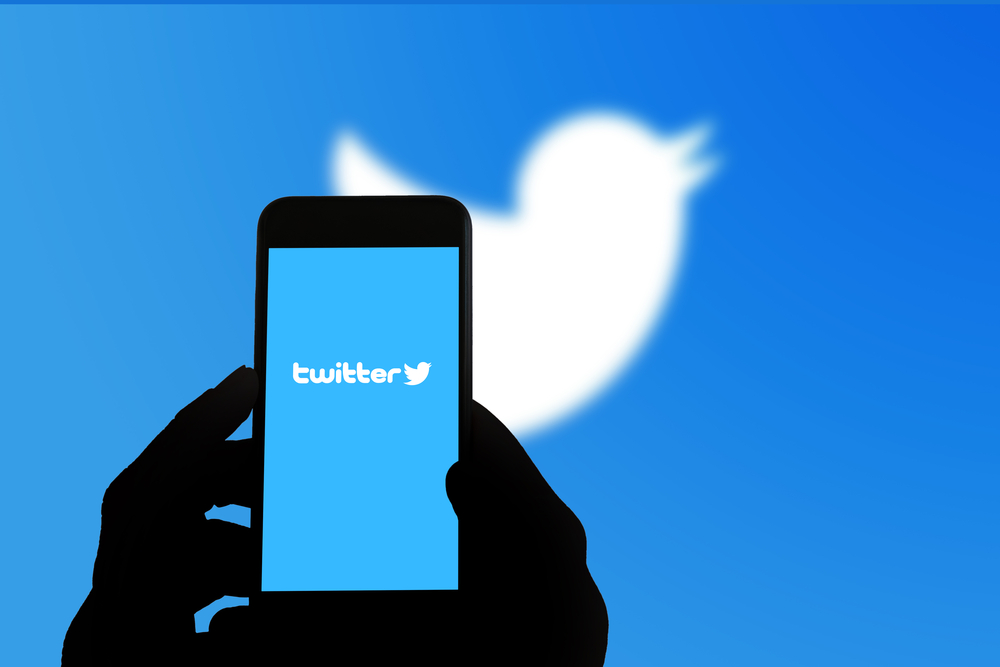 Twitter logo on mobile phone scr